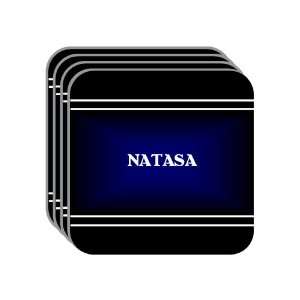 Personal Name Gift   NATASA Set of 4 Mini Mousepad Coasters (black 