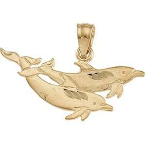  14k Yellow Gold Dolphin Pendant 13x24mm   JewelryWeb 