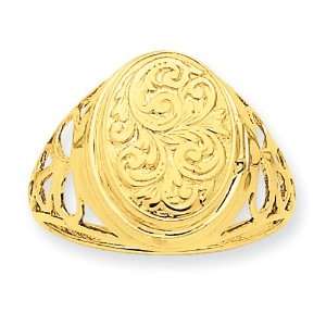  14K 13mm Oval Half Cartouche Locket Ring: Jewelry