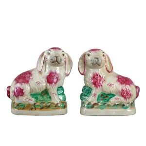  Style Pair of Pink Hares Statue and Sculpture, 8 in.: Home & Kitchen