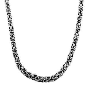    Oxidized Sterling Silver 4 mm Ribbed Bali Chain (18 Inch) Jewelry
