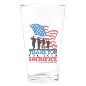 Pint Drinking Glass US Military Army Navy Air Force Marine Corps Thank 
