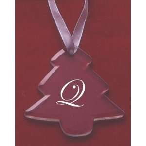  Glass Christmas Tree Ornament with the Letter Q 