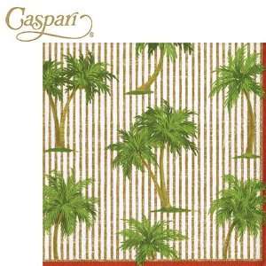  Caspari Paper Napkins 10641D Palms Gold Dinner Napkins 