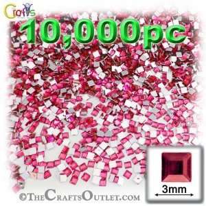  10,000pc Rhinestones Square 3mm   10ss flatback Hot Pink 