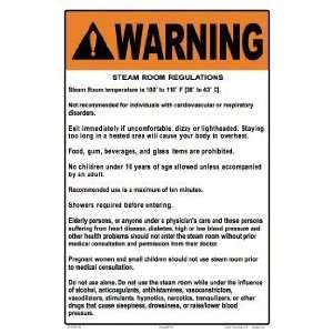  Sign Warning Steam Room Regs 5510Wa1218E