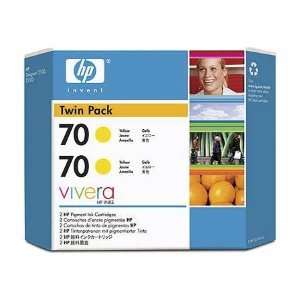  HP No. 70 Twin Pack Yellow Ink Cartridge   Inkjet   Yellow 