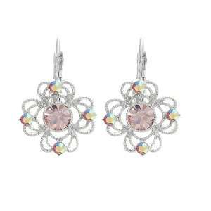     High Quality Antique Earrings with Pink Swarokvski Crystals (1359