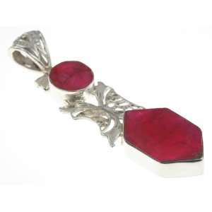    925 Sterling Silver Created RUBY Pendant, 2.38, 10.13g: Jewelry