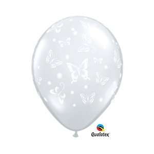  (12) Butterflies Clear 16 Latex Balloons Qualatex: Health 