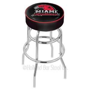 Miami Ohio Redhawks Logo Chrome Double Ring Swivel Bar Stool Base with 