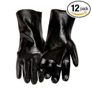 Steiner 17214 Coated Work Gloves, 14 Inch Black PVC Single Dip, Semi 