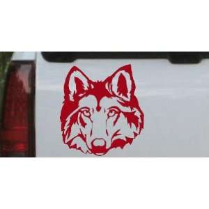 Wolf Head Animals Car Window Wall Laptop Decal Sticker    Red 12in X 