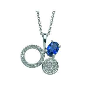  18ct White Gold Sapphire & Diamond Necklace: Jewelry
