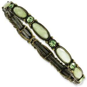   Opaque Green/Green Crystal Stretch Bracelet: 1928 Boutique: Jewelry