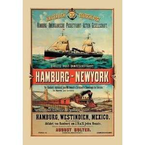 Vintage Art Direct Post Office Shipping Hamburg to New 
