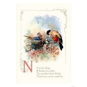  N is for Nest Giclee Poster Print, 24x32