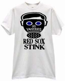  GO YANKEES GAS MASK RED SOX STINK SMELL BASEBALL FAN T 