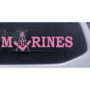 Pink 22in X 6.2in    Marines with Masonic Square and Compass Military 