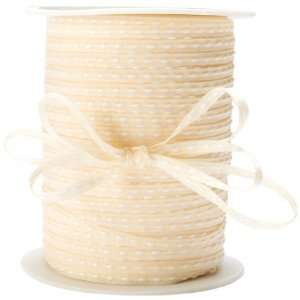 May Arts 3/16 Inch Wide Ribbon, Champagne with White Stitched Center