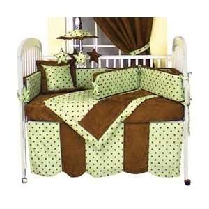  Chocolate n Dots Crib Bedding Set   Color Green: Baby