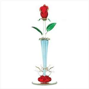   Spun Glass Rosebud Decorative Vase Home Decor Figurine: Home & Kitchen