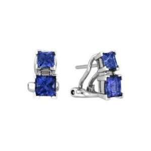   14k White Gold Tanzanite and Diamond Frenchclip Earrings 3.37 CT TW
