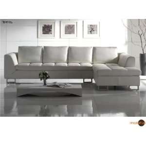  Mobital White Leather Sectional Sofa: Home & Kitchen