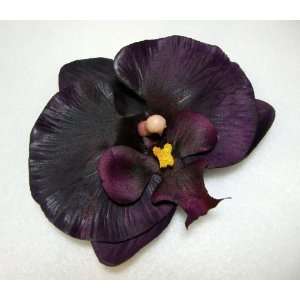  Dark Eggplant Purple Orchid Hair Flower Clip: Beauty