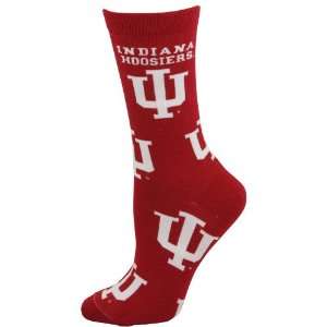  Indiana Hoosiers Womens Allover Logo Tall Socks   Crimson 