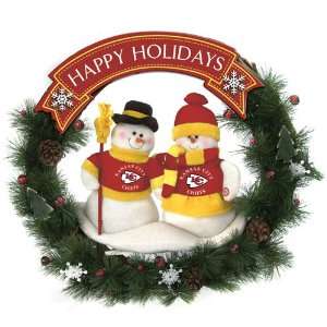  BSS   Kansas City Chiefs NFL Team Snowman Wreath 20 inches 