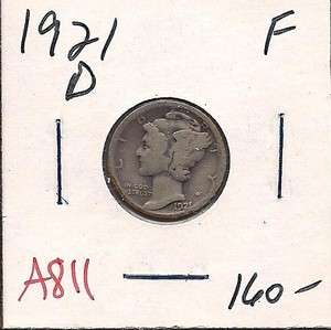 1921 D Mercury Dime Ten Cent Fine A811  