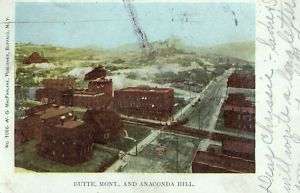 Butte and Anaconda Hill   Montana   1908 postcard  