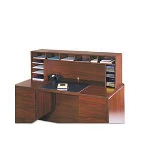 Wood Desktop Organizer, Single Shelf, Three Sections, 57 1/2 x 12 x 18