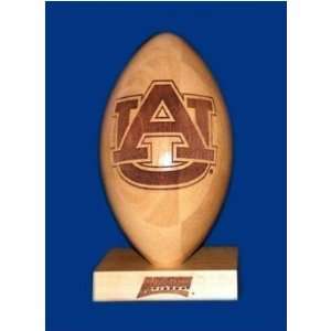 : Auburn Tigers Solid Maple Wood Laser Engraved Football NCAA College 
