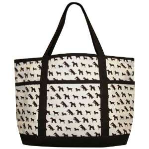 Thro 3783 All Over Dog Silhouettes Medium Canvas Beach Tote, 13 by 20 