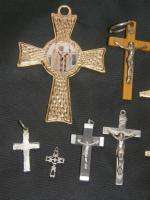 huge lot 17 vintage old cross crosses crucifix  