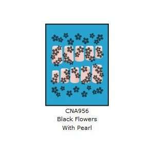   Colors 3D Nail Art Stickers 956 Black Flowers w/Pearl Beauty