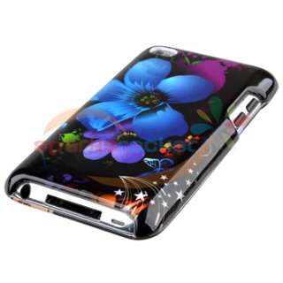 Blue Flower Hard Case Skin Cover for Apple iPod Touch 4 4G 4th Gen 