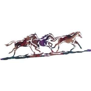  3 Running Wild Horses Western Metal Wall Art: Home 