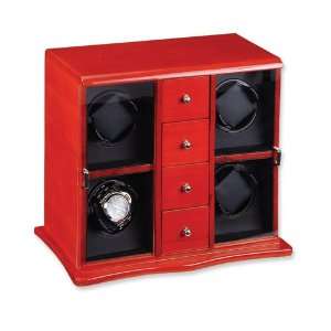  Mahogany Solid Wood Vertical 4 Watch Watch Winder: Jewelry