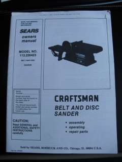  CRAFTSMAN BELT & DISC SANDER MODEL #113.226423 OM  