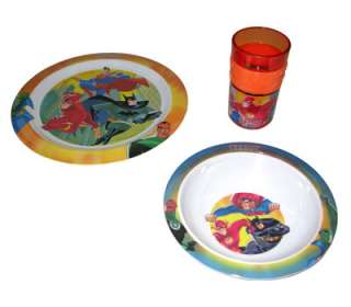 Justice League Plate Bowl Cup 3pc Dining Dinnerware SET  
