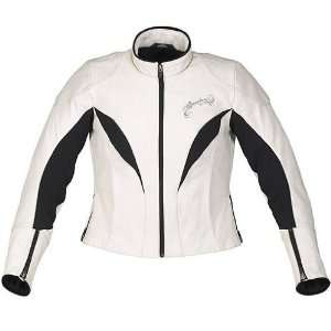   Tyla Womens Leather Road Race Motorcycle Jacket   Cream / Size 40