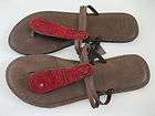 NWT HOLLISTER Abercrombie Beaded BROWN LEATHER SANDALS M 8 9 THONG 
