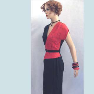 VINTAGE SUPERB DECO COCKTAIL PARTY BOMBSHELL SWAG DRESS  