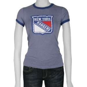  New York Rangers Swarovski Crystals Womens Ringer T Shirt 