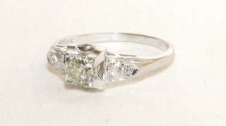 Vintage 14K Wh Gold .53ct Lt. Yel Diamond Womans Ring  