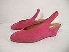 Vintage NINE WEST Fuschia Pink Suede Leather Peep Toe S