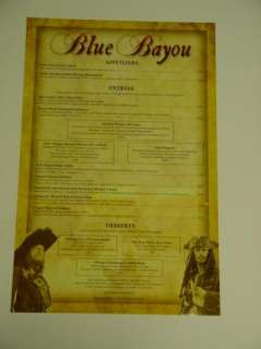 Authentic Disneyland Blue Bayou Menu Restaurant Used #2  